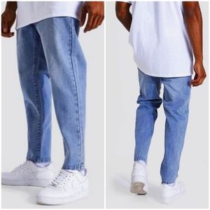 Man  boohoo man tapered jeans rigid fit